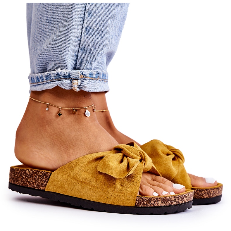 NFR Pantuflas amarillas de mujer en el lazo de corcho Wendy amarillo