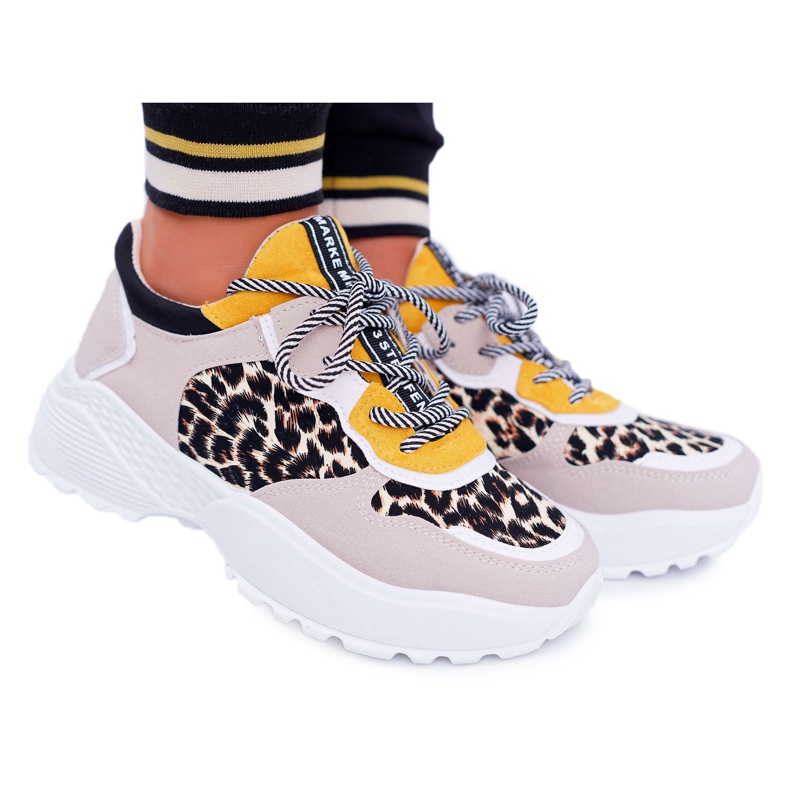 NFR Zapatillas Deportivas Mujer Suela Alta Leopardo Chillout beige amarillo