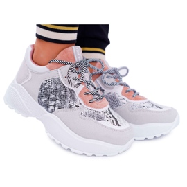 NFR Zapatillas Deportivas Mujer Suela Alta Piel Serpiente Rosa Chillout rosado gris