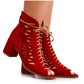 Mujer Ante Piel Maciejka Red 04040-08 rojo