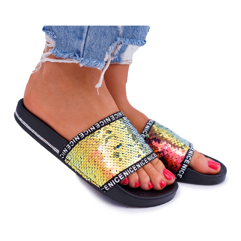 SEA Pantuflas Mujer Dorado Iridiscente Nice