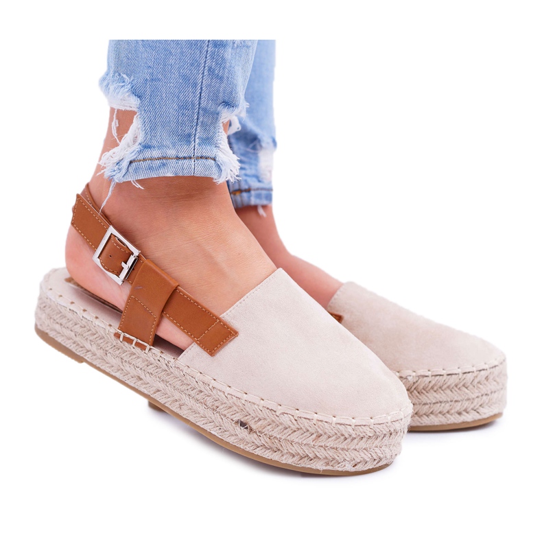 NFR Alpargatas de mujer ante en una plataforma parteno beige