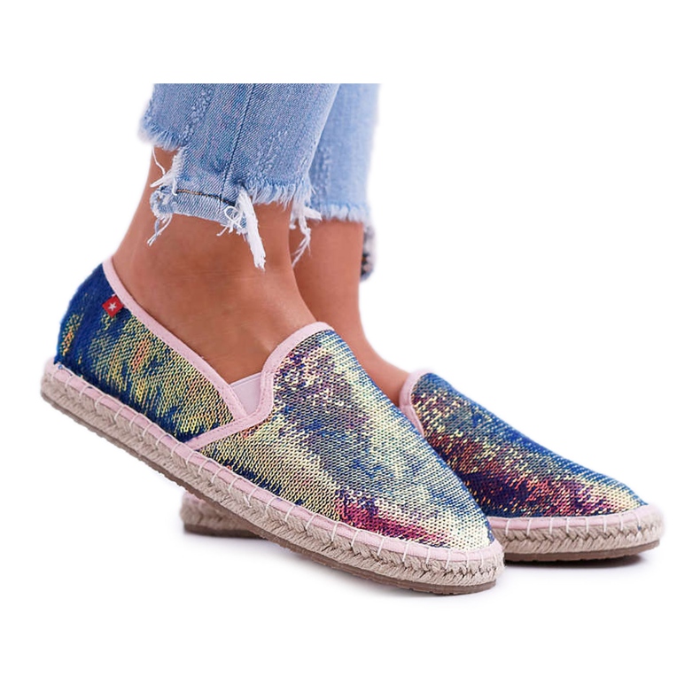 Alpargatas de mujer Big Star con lentejuelas iridiscentes DD274A164 azul marino