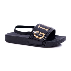 FRROCK Pantuflas para niños, juveniles, con letras doradas, niña, estrella, negro, Bambi