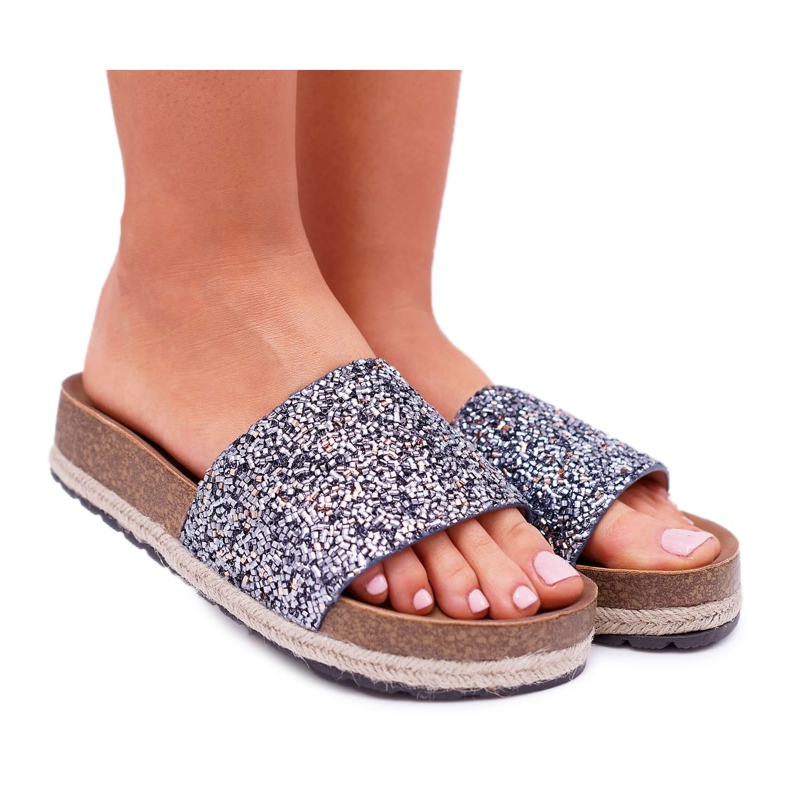 S.Barski Zapatillas de mujer elegantes Suela de jersey grueso azul
