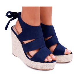 BUGO Sandalias de mujer con cuña Yenga Wedge azul marino