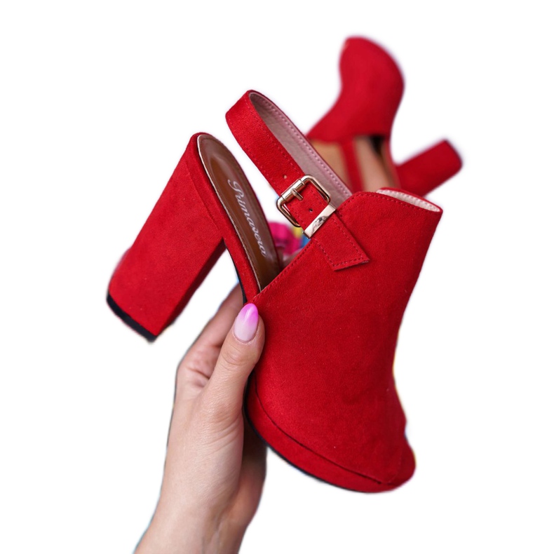 BUGO De Mujer Sandalias De Tacón Alto Con Puntera Abierta Rojo Montree