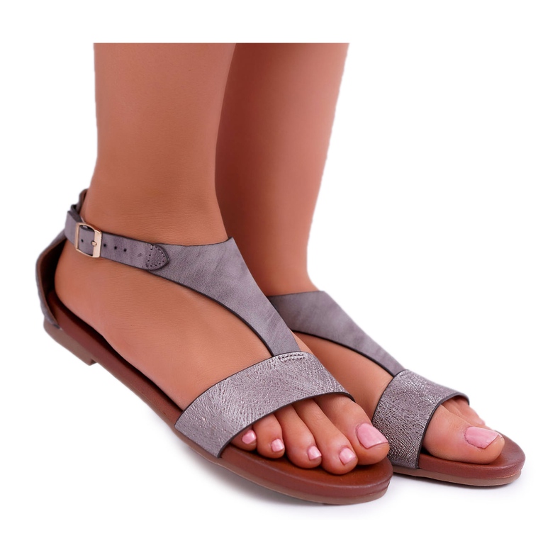 Sandalias Mujer Planas Sergio Leone SK020 Gris Magra