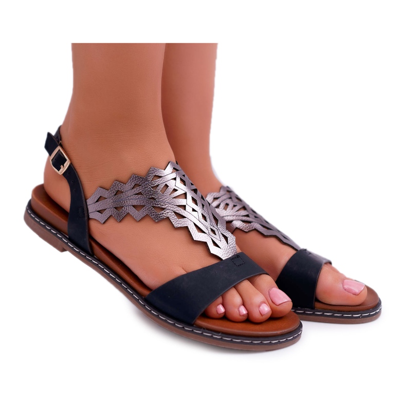 Sandalias Mujer Planas Sergio Leone SK011 Negro Lirielle