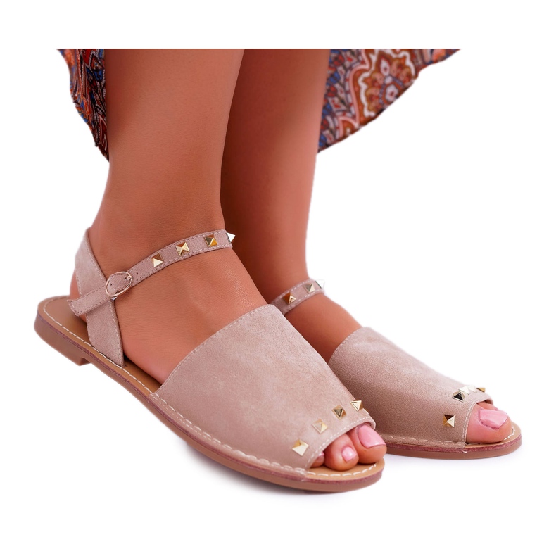 Sandalias Mujer Lu Boo Suede Beige Silena