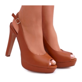 Moow Sandalias De Mujer Con Tacón Alto Camel Lorajn marrón