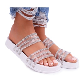 Moow Pantuflas de Mujer con Circonita Blanca Larena blanco