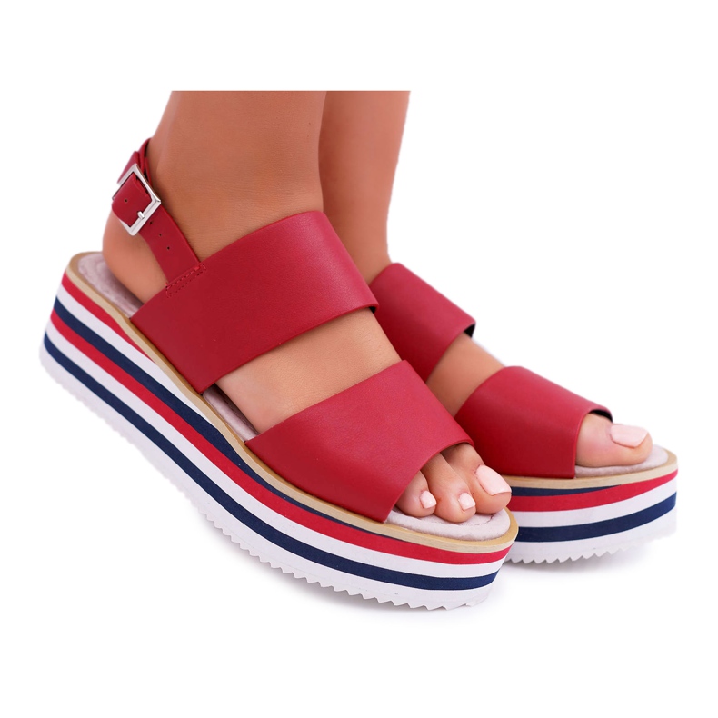 Moow Sandalias de mujer en la plataforma roja Aurera rojo