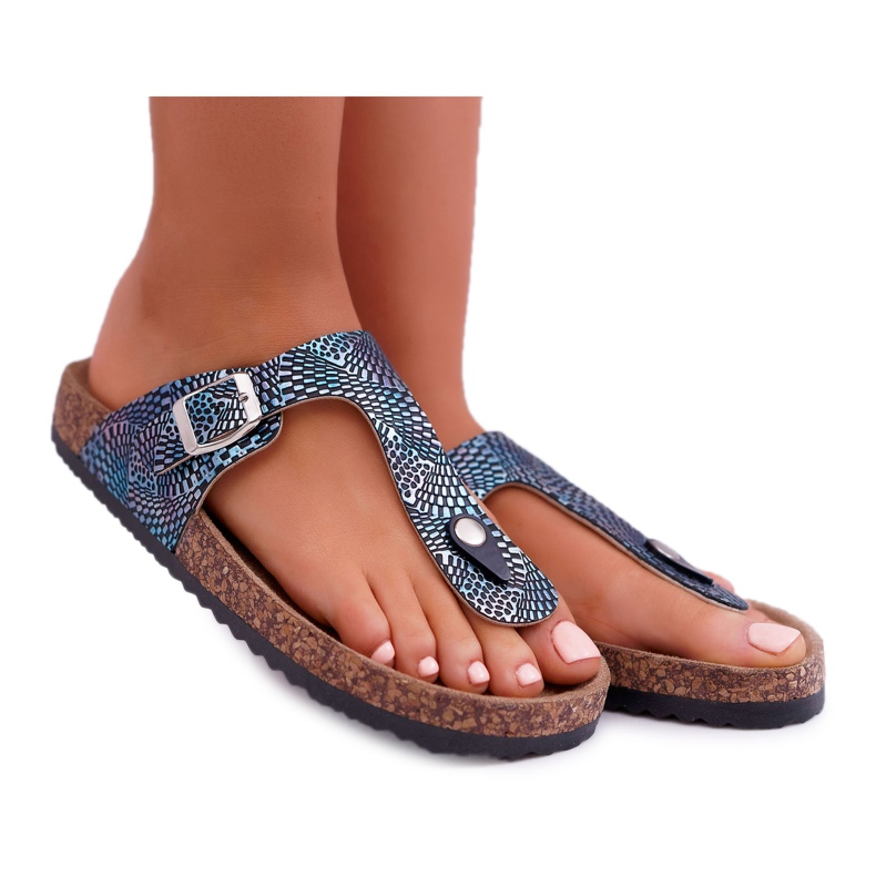 EVE Pantuflas de Mujer Chanclas Azul Marino Baisan