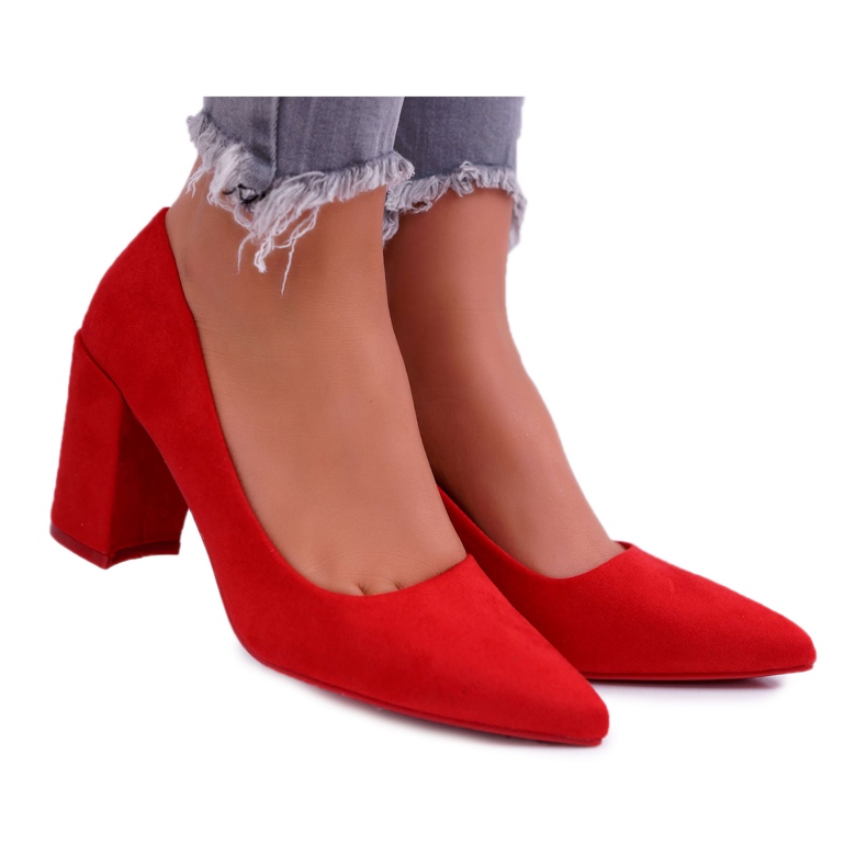 PS1 Zapatos De Salón Con Tacón De Mujer Ante Rojo Neshka PS1 Zapatos De Salón Con Tacón De Mujer Ante Rojo Neshka