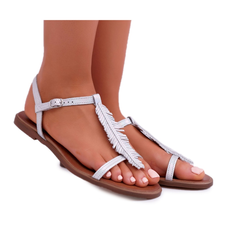 Sandalias Mujer Piel Planas Plateado Nicole 2383 gris