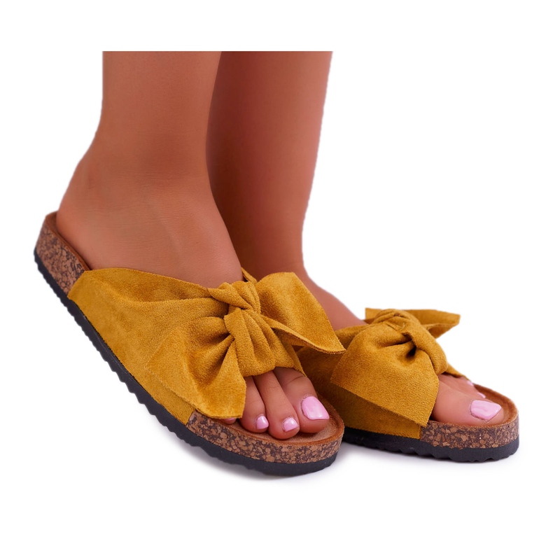 BUGO Pantuflas de Mujer con Lazo Amarillo Randy