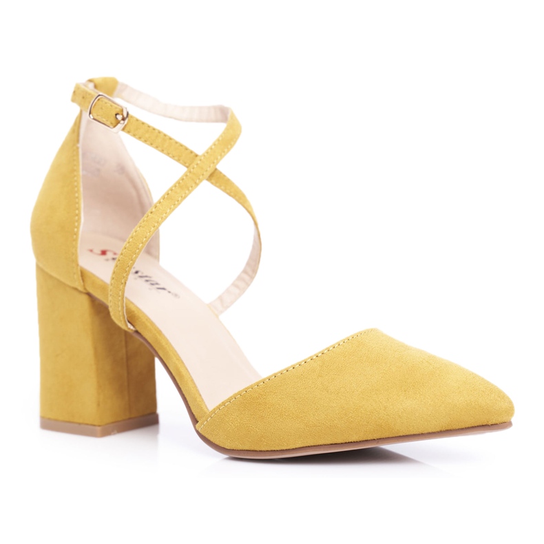 PS1 De Mujer Salón Con Tacón Con Amarillo Tráfico