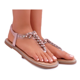 FRERY Sandalias De Mujer Sin Cordones Con Circonitas Champán Satina rosado