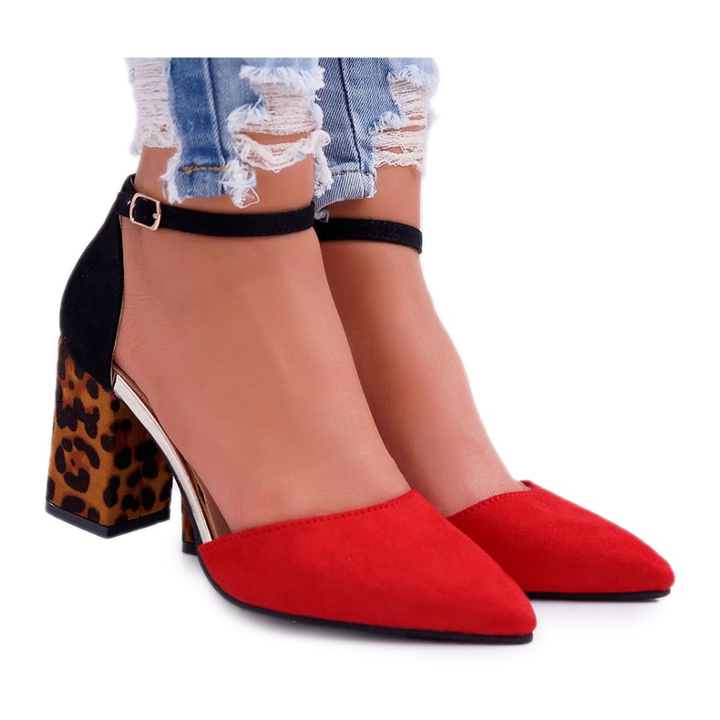 PS1 De Mujer Zapatos De Tacón Leopardo Rojo Ferri marrón negro