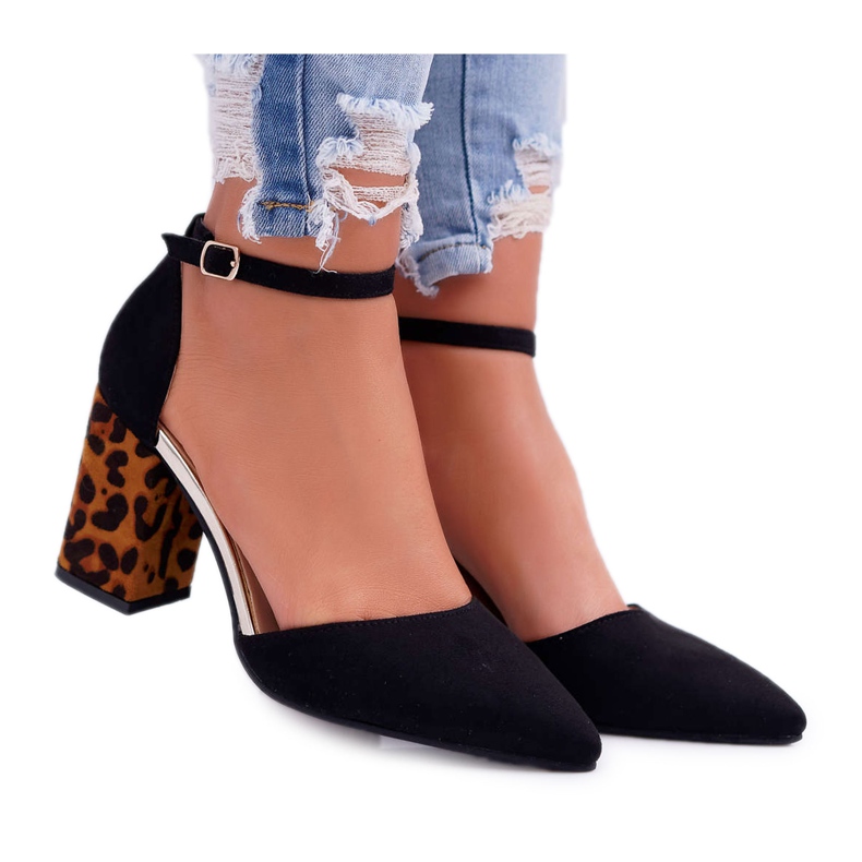 SEA Zapatos de salón para mujer con tacón Leopardo Negro Ferri marrón