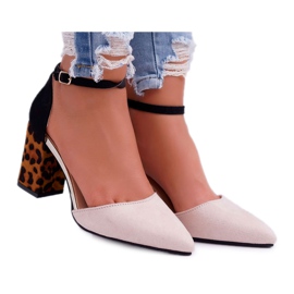 PS1 De Mujer Salón Con Tacón Leopardo Beige Ferri negro multicolor