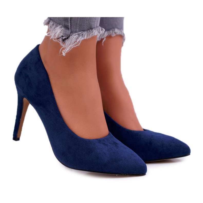 EVE Stilettos De Mujer Ante En Spitz Azul Marino Kiss Me