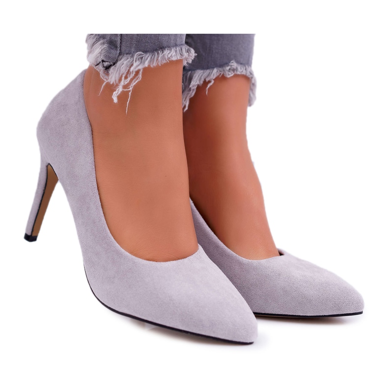 EVE Zapatos de tacón de aguja para mujer en gris Spitz Kiss Me