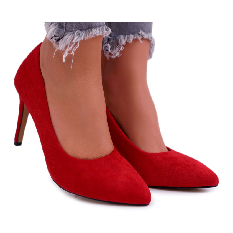 EVE Zapatos de tacón de aguja para mujer en rojo Spitz Kiss Me