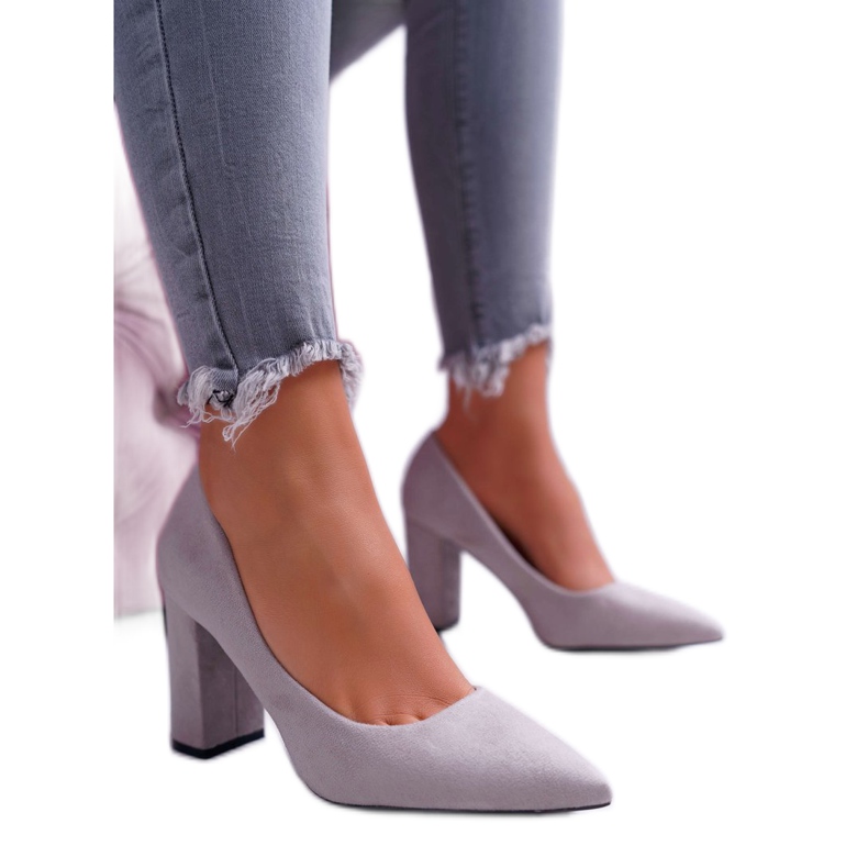 BUGO De Mujer Zapatos De Salón Con Tacón Ante Gris Clarina