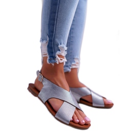 Sandalias Mujer Piel Planas Laura Messi Plata 1960 gris