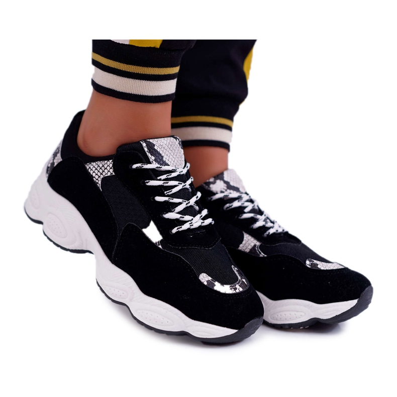 NFR Zapatillas Deportivas Mujer Ante Negro Piel de Serpiente Lollipop gris