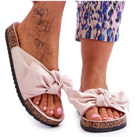 PS1 Pantuflas de Mujer Beige con Lazo Wendy Cork