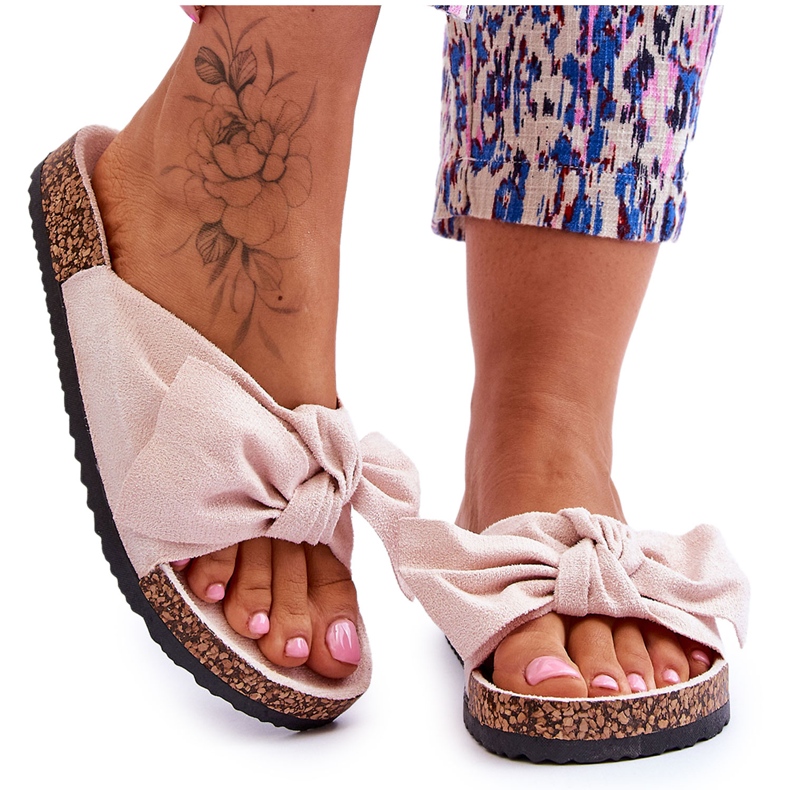 PS1 Pantuflas de Mujer Beige con Lazo Wendy Cork