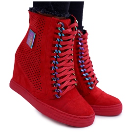 Zapatillas de Mujer Lu Boo Calado Suede Red Clamma rojo