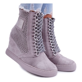 Zapatillas de Mujer Lu Boo Calado Suede Grey Clamma gris