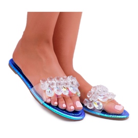 Pantuflas De Mujer Con Zirconia Cúbica Lu Boo Azul Petróleo Mediana Pantuflas De Mujer Con Zirconia Cúbica Lu Boo Azul Petróleo Mediana