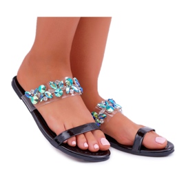 Pantuflas de Mujer Lu Boo Elegant With Black Elementary Cubic Zirconia negro