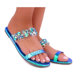 Pantuflas de Mujer Lu Boo Elegant With Cubic Zirconia Blue Elementary azul