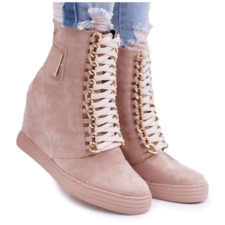 Zapatillas de Mujer Lu Boo Gold Chain Suede Beige Monica