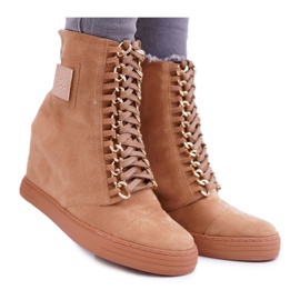 Zapatillas de Mujer Lu Boo Gold Chain Suede Camel Monica marrón