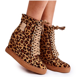 Zapatillas de mujer Lu Boo Gold Chain Suede Leopard Monica beige marrón Zapatillas de mujer Lu Boo Gold Chain Suede Leopard Monica beige marrón