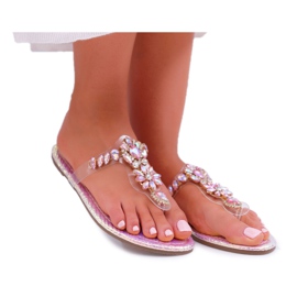 Pantuflas de Mujer Lu Boo Chanclas Cristales Rosa Conathe