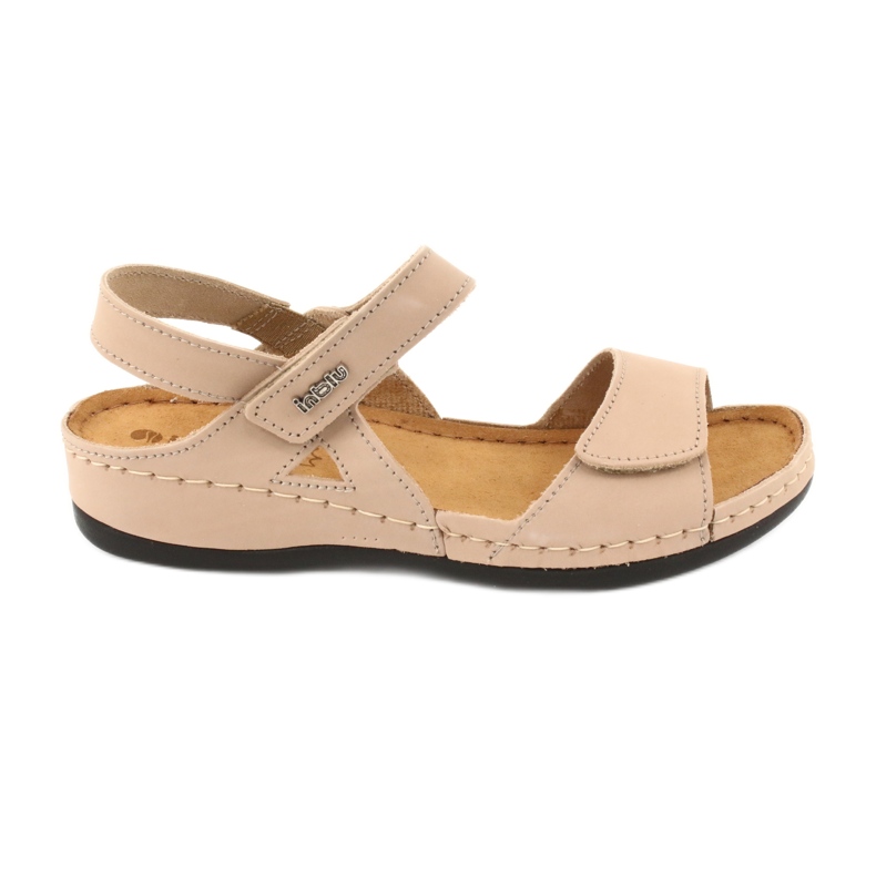 Sandalias de cuero para mujeres inblu 158d102 beige marrón