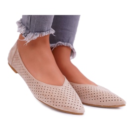 Bailarinas De Mujer Lu Boo Calado Beige Postre