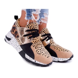 Zapatos deportivos de mujer Lu Boo con estampado de leopardo Malibu marrón multicolor