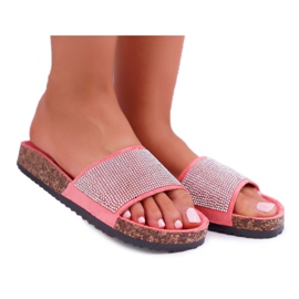 PS1 Pantuflas de Mujer en Corcho con Cristales Coral rosado