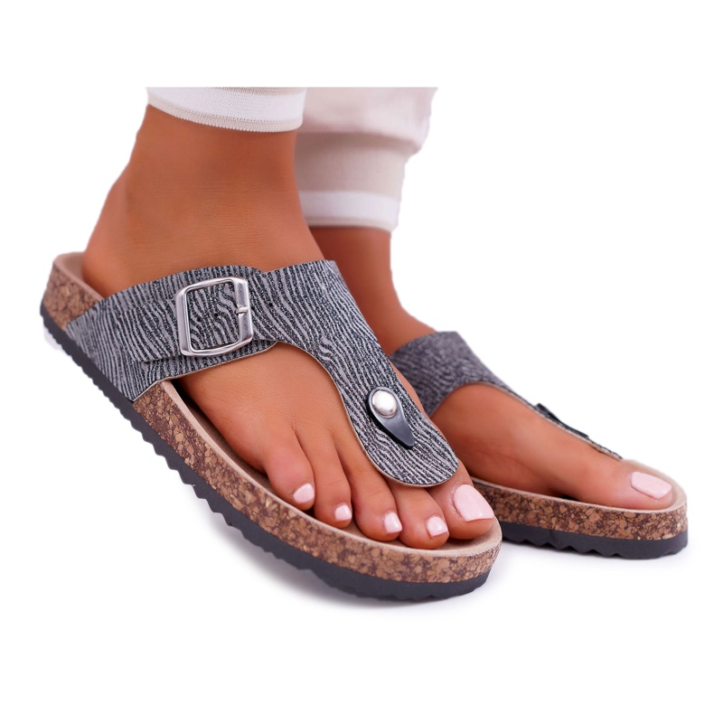 EVE Pantuflas de Mujer Chanclas Baisan gris oscuro