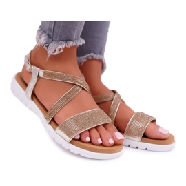 Sandalias de Mujer Lu Boo con Zirconia Cúbica 406-5 Gold Stella dorado