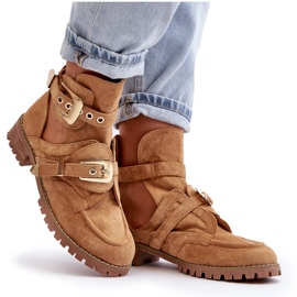 Botas Lu Boo Suede Cut Out Camel Rock Girl marrón